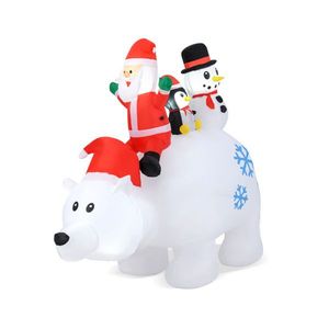 Testa di Orso Polare Gonfiabile Animata in PVC da 1,8 m con Design a Testa Oscillante e 5 Luci LED Multicolore, Personaggio Natalizio - Product Image 2