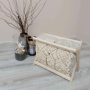 Soporte de Macramé para Libros, Plegable, de Madera, Decoración para Rincón de Lectura, Estilo Boho, Cesta de Almacenamiento para Libros, para Sala de Estar u Oficina - Product Image 3