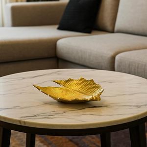 Plateau de service décoratif en aluminium en forme de feuille dorée pour fruits secs, plateau à collation, décoration d'intérieur, cadeau - Product Image 3
