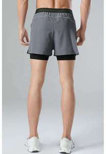 Men's Breathable Worsted Spandex/Polyester Knee-Length Running Shorts with Zipper Pockets Anti-Wrinkle & <b>Quick</b> Dry Features - Product Image 6