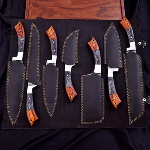 Hot Sale Professional Damascus Steel Kitchen Chef <b>Knife</b> <b>Set</b> Handmade Fix Blade with Wood Handle Sharpness Guaranteed Low Price - Product Image 2