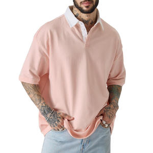Polo Homme Oversize Coupe Ample Manches Courtes Mélange Coton Doux Décontracté Été Streetwear Logo Personnalisé - Product Image 1