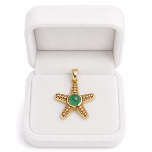 Green Onyx Starfish Pendant Gold Tone Ocean Jewelry Natural Gemstone Sea Star <b>Necklace</b> Beach Gift for Women Her - Product Image 5