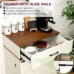 Armoire de cuisine moderne de style farmhouse, 47 pouces, en bois massif, pour rangement - Product Image 5