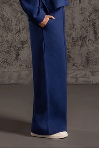 Wide Leg Fleece <b>Pants</b> Men High Waist Elastic Midweight Plus Size Autumn Casual Flat Front Knitted Breathable Embroidery Style - Product Image 3