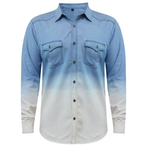 Camisa de Mezclilla para Hombre, Manga Larga, Estilo Casual, Color Azul Deslavado, Transpirable, 100% Algodón, Antiarrugas, Moderna y Clásica - Product Image 2