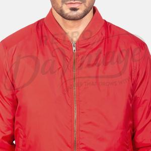 Chaqueta Bomber Roja Personalizada para Hombre, Ligera, de Nailon Satinado, Cortavientos, Corte Ajustado, Estilo Béisbol, Casual, Streetwear - Product Image 1