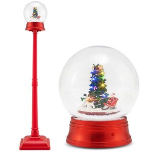 Lampione Natalizio Decorativo da 1,5 m con Babbo Natale/Pupazzo di Neve/Albero Rotante a 360 Gradi, 15 LED Colorati, 8 Melodie, 2 Modalità, Luci Natalizie - Product Image 1