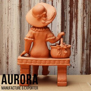 Statue de jardin en terre cuite pour petite fille, résistante aux intempéries, design Art Déco fait main, fabriquée au Vietnam, fournisseur vietnamien - Product Image 5