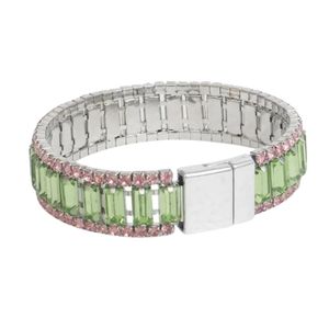 Bracelet Tennis Vert Baguette Scintillant pour Femme, Chaîne en Cristal, Bijou Tendance, Accessoire de Poignet Élégant, Cadeau de Fête - Product Image 2