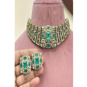 Gold Plated Brilliant Cut <b>Crystal</b> Jewelry <b>Set</b> Necklace Earrings Geometric Design Women's Engagement Party Wedding Trendy Style - Product Image 2