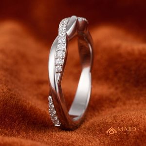 Anillo de Plata de Ley 925 con Moissanita Trenzada, Anillo de Boda con Diamantes, Joyería Fina, Anillo de Eternidad para Mujer - Product Image 2