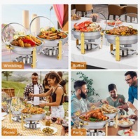 Ensemble de réchauds de buffet de luxe en acier inoxydable 201 de 150 L, chauffe-plats à vapeur avec contrôle de température, fourni directement par l'usine, au prix le plus bas