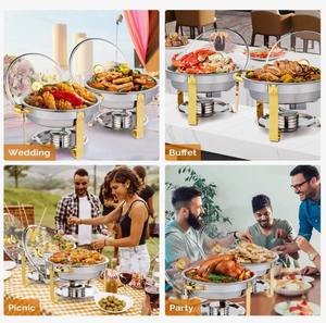 Ensemble de 4 réchauds de luxe en acier inoxydable de 5 litres pour buffet, au meilleur prix - Product Image 3