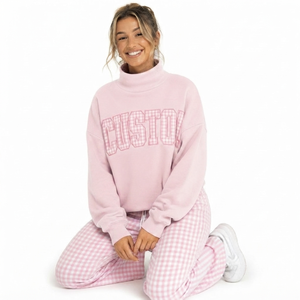 Sudadera Oversize de Cuello Alto para Mujer, de Algodón Grueso y Felpa, Básica para Venta al por Mayor, Prendas Personalizadas - Product Image 1