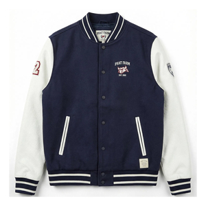 High Quality College Team <b>Jackets</b> Athletic Team Uniform Custom Embroidery Contrast Sleeve Varsity <b>Jacket</b> Snap Button Bomber Coat - Product Image 1