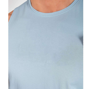 Camiseta sin mangas para hombre, de algodón tejido liso, oversize, transpirable, ecológica, ligera, con cuello redondo, corte holgado, estilo deportivo, teñida en prenda, de corte cropped y boxy. - Product Image 2