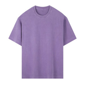 T-shirt en coton uni surdimensionné pour homme, manches courtes, col rond, coupe décontractée, longueur normale, tricot jersey, design uni - Product Image 5