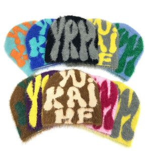 Plush Letter Print Ski Cap Fitted Unisex Winter Hat Multi-Panel Velour Acrylic Casual Adult 56-58CM - Product Image 5