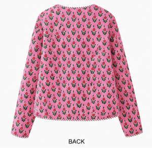 Custom Women’s Pink Floral Quilted <b>Jacket</b> <b>Lightweight</b> Printed Cotton Casual Reversible Spring Autumn Coat Ladies Fashion <b>jackets</b> - Product Image 3