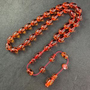 Rosario Musulmán de Resina Ecológica con Cuentas de Ámbar y Turquesa, Joyería Religiosa - Product Image 1