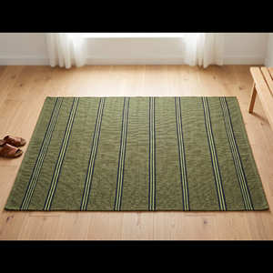 Gray Green Black Striped 2x3 Cotton Area Rug Rectangle Sustainable Lightweight Flat Weave Modern Living Room Non Slip Cotton <b>Mat</b> - Product Image 2