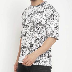 เสื้อยืดผู้ชายแฟชั่นลำลอง ผ้าเนื้อนุ่ม ทรงโอเวอร์ไซส์ ดีไซน์ใหม่ทันสมัย น้ำหนักเบา ไหล่ตก - Product Image 3