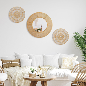 High Quality Set 3 Seagrass <b>Mirror</b> Wall Decor & 2 Wall Art Plaques Farmhouse Home Decor Wall <b>Panel</b> from Vietnam - Product Image 3