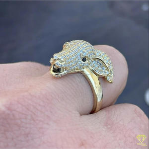 Anillo de Moissanita con Cabeza de Toro para Hombre en Oro Amarillo, Anillo de Signo Zodiacal Aries Iced Out, Anillo de Lujo Estilo Hip Hop - Product Image 4