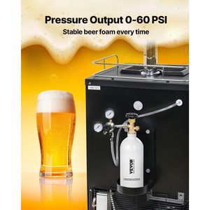 Nouvelle bouteille de CO2 en alliage d'aluminium de 2,5 lb, gris clair, vaporisée, avec valve CGA320, pression réglable - Product Image 4