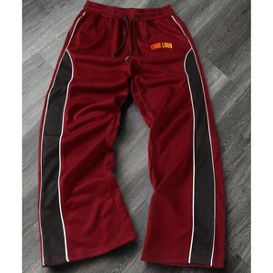 Pantalones de chándal personalizados para hombre, de peso pesado, con estampado de estrellas, estilo flare, con paneles de bloques, de pierna ancha, de tiro medio, estilo streetwear - Product Image 6