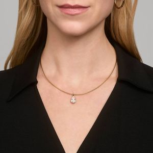 Collar <b>Necklace</b> With Bezel Set 2 CTW Pear Shaped Lab-Grown Diamond In Yellow Gold - Product Image 5