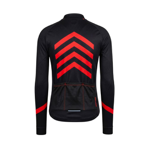 Maillot de Ciclismo de Manga Larga para Hombre, Secado Rápido, 100% Poliéster, 180g, Negro con Patrón de Flechas Rojas, Cierre Completo, para Ciclismo de Carretera - Product Image 2