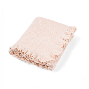 100% Cotton <b>Knitted</b> Baby Blanket Eco-Friendly Solid Color Ruffle Cute Style Blanket Vietnam OEM/ODM Custom Packaging Available - Product Image 1