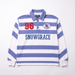 เสื้อโปโลแขนยาวลายทางสโนว์เกรซ ปักโลโก้ ปกคอพับ ทรงปกติสำหรับผู้ชาย ใส่ได้ทุกฤดู - Product Image 1