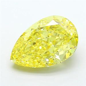 Diamant synthétique de laboratoire de 3,14 carats, forme poire, jaune intense fantaisie, clarté VS2, coupe excellente, certifié IGI, diamant synthétique non monté - Product Image 1