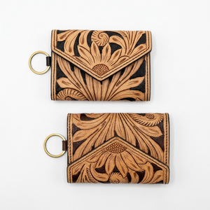 Wholesale Hand Tooled <b>Leather</b> <b>Wallets</b> Genuine Vintage Artisanal Bi Fold Card Holders Embossed <b>Mens</b> B2B Custom Designer Purses - Product Image 1