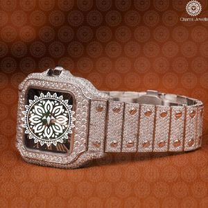 ชาร์ม_จิวเวลส์นาฬิกาข้อมือสตรีสแตนเลสทรงสี่เหลี่ยมพร้อมกรอบเพชรคริสตัลแซฟไฟร์อะนาล็อกควอตซ์แฟชั่นหรูหรา - Product Image 3