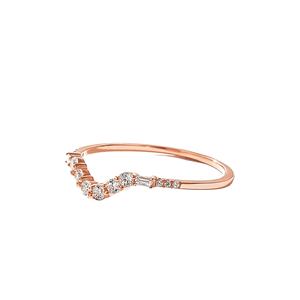 Anillo de boda de oro macizo de 14K, anillo curvo de diamante Real para todos los días, anillos apilables de diamantes Baguette delicados, anillos de joyería certificados IGI - Product Image 1