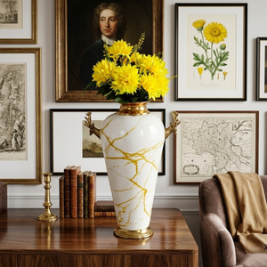 Vase à fleurs décoratif en métal avec motif imprimé, centre de table pour la maison, le salon, les mariages, les fêtes, la décoration d'hôtel, article cadeau - Product Image 4