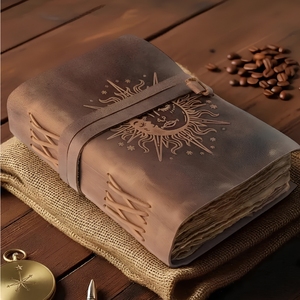 Diario de Viaje Vintage de Cuero Cosido y Grabado, Cuaderno de Escritura Marrón Hecho a Mano, Agenda, Regalo - Product Image 5