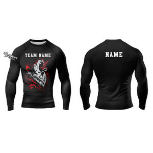 Rashguard MMA personnalisé uni à manches longues respirant unisexe en Spandex/Polyester pour la vente en gros – Créez votre propre rashguard noir - Product Image 4