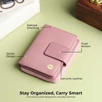 Dompet Kulit Asli Wanita WRIZA |   Dompet Kulit RFID dengan 9 Slot Kartu, Jendela ID & Kantong Koin Ber-resleting (Lavender)