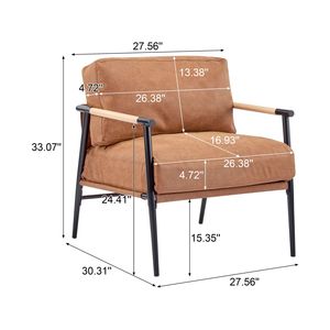 Poltrona Moderna 27.56 con Cuscini Morbidi, Struttura in Metallo Minimalista e Braccioli in Legno per un Soggiorno Accogliente - Product Image 5