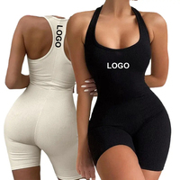 Combinaison de yoga une pièce respirante pour femme 2026, dos nu, col halter, taille haute, coupe ajustée, idéale pour le sport et l'entraînement en salle de sport