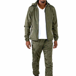 Conjunto Deportivo Unisex Verde Oliva con Capucha, Manga Larga, Color Sólido, Resistente al Viento, Informal, para Correr, Invierno, Peso Medio, 100% Algodón - Product Image 5