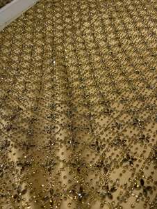 ผ้าลูกปัดทำมือสุดหรูประดับด้วยเพชรซิร์คอน ผ้าตาข่ายปักลายโพลีเอสเตอร์ 100% สำหรับชุดแต่งงานและชุดราตรี - Product Image 1