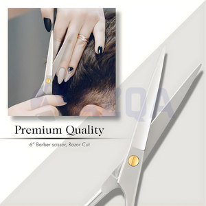 Ciseaux de coiffure en acier inoxydable avec anneau jaune pour le doigt et étui en cuir, outil professionnel de salon de coiffure - Product Image 5