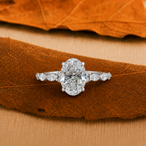 Bague de fiançailles pour femme en or massif 14 carats avec diamant ovale de 3 carats cultivé en laboratoire, certifiée IGI, bijoux de mariage classiques et luxueux - Product Image 1