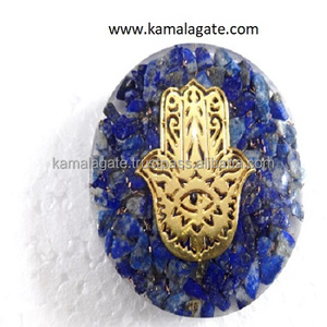 Juego de cúpula de orgón de lapislázuli hecho a mano, símbolo de Hamsa, domos de ágata Chakra Reiki, piedra semipreciosa, Material de piedras preciosas artesanales - Product Image 1